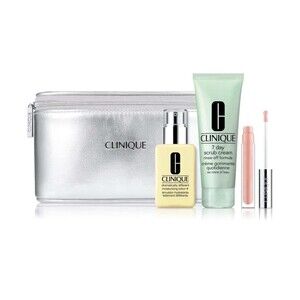 Clinique 3-Piece Full Size Set - Moisturizer, Face Scrub & Lip Gloss + freebies